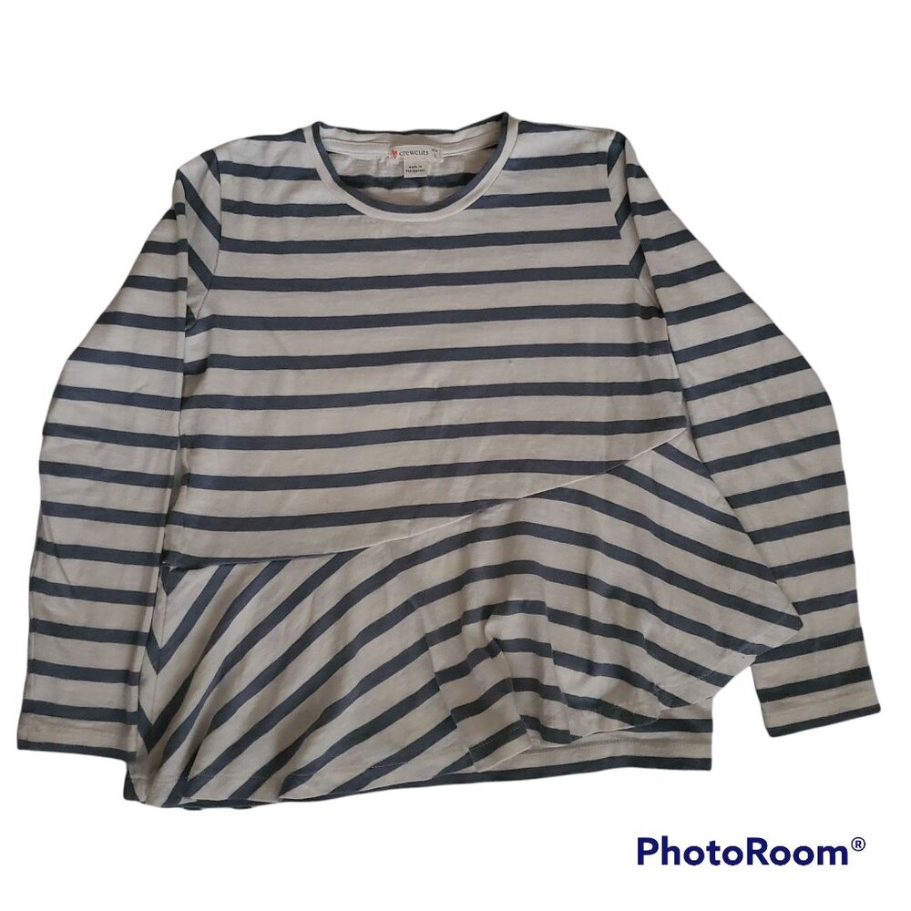 J. Crew Crewcuts Kids Girls Striped Asymmetrical Peplum Long Sleeve Top Size 8‎ - Picture 3 of 13